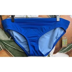 Title Nine Lehua Full Coverage Bikini Bottom Mid Rise Swimwear Large Blue NWT